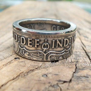 Silver British coin ring - Half Crowns coin ring - Silver coin ring - British jewelry - England - Ring from UK coin - Silver Ring