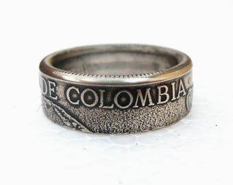 Colombian 1 Peso Coin Ring - Ring from coin - Souvenir from Colombia - Colombia Coin Ring - Colombian jewelry