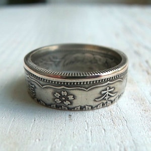 Japan Silver Coin Ring - Silver coin ring Japan - Silver Ring Made of japanese coin - Japan 50 Sen Silver Coin Ring - Japanese Jewelry