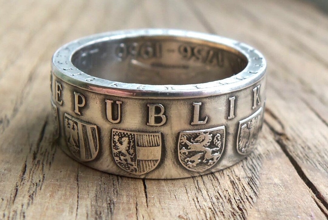 Austria Silver 25 Schillings Coin Ring - Handcrafted Rings - Silver ...