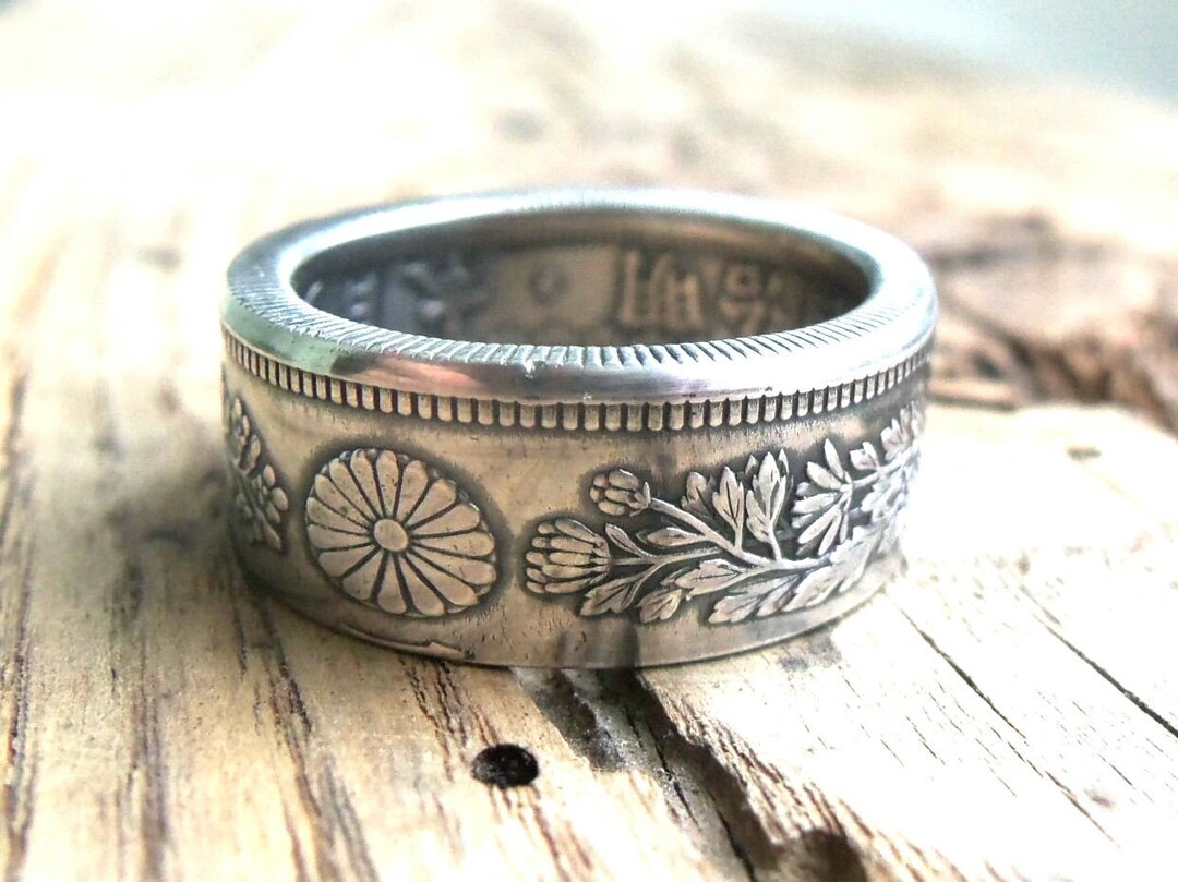 Japan Silver Ring From Coin 50 Sen - Japanese Coin Ring - Silver Rings ...