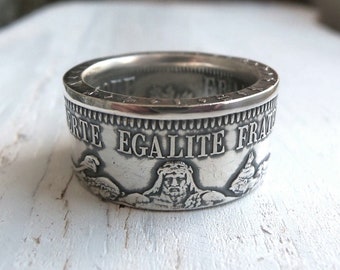 France Silver coin ring - French jewelry - French coin ring - French silver coin ring - France coin ring - Hercules - Coin Ring France