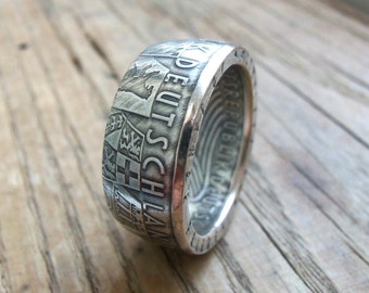 German Silver Coin Ring - Bundesrepublic Deutschland - Handcrafted Rings from German Coins - 10 Mark 1989 -Coin Ring German - Deutschland