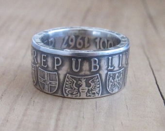 Austrian Silver Coin Ring - Coin ring Austria - Austrian Men's Silver Ring from 25 Shilling - Austria Coin Ring - Österreich