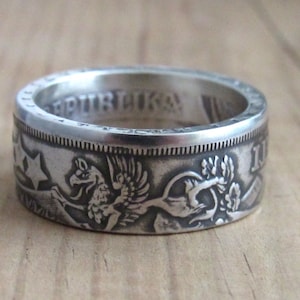 Latvia Silver Coin Ring, Latvijas Republica, Latvia, Silver Rings, 1929 - 1932 Latvia 5 Lati Coin Ring (83.5% Silver)