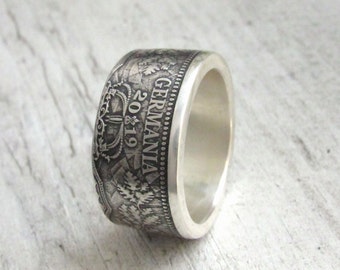 Germania Silver Coin Ring, Deutsches coin ring, Germania, coin ring Germania, German silver coin ring, 2019, silver coin ring Germania