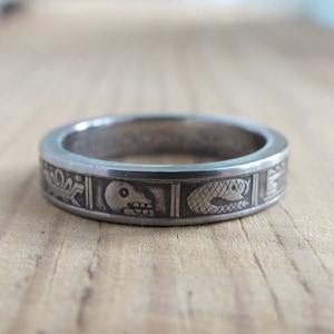 Mexico muntring - muntring (Mexico) stalen schedel - Mexicaanse muntring - Mexicaanse sieraden - Mexicaanse muntring - stalen ring - Mexicaanse sieraden