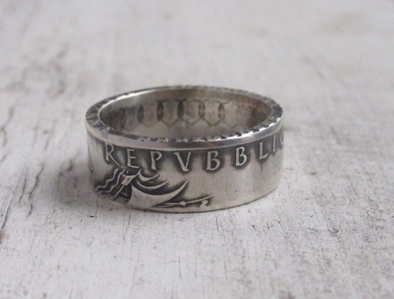 Silver Italy Coin Ring Rings from Coins Silver ring of Italy coins Italian jewelry Coin Rings from Italian 500 Lire Jewelry image 4