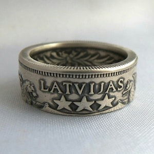 Silver Latvian Coin Ring - Latvia - Ring from Silver Coin - Silver Coin Ring - Latvian Jewelry - Handmade Silver Rings - Silver Rings