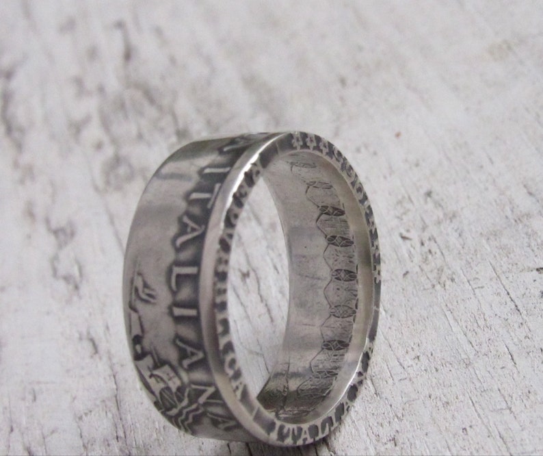 Silver Italy Coin Ring Rings from Coins Silver ring of Italy coins Italian jewelry Coin Rings from Italian 500 Lire Jewelry image 6