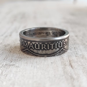 Mauritius coin ring - Mauritius One Rupee Coin Ring - Mauritius - African coin ring - Ring from Mauritius coin