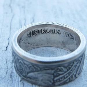 Australia 50 cents 1966 Coin Ring, SILVER, Unique Engagement Ring, Wedding Ring, Coin Jewelry, Mens, Band, Mans, Rings, Coin Art image 5