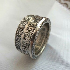 French Silver coin ring  - 50 Francs 1974-1979 Coin Ring- French coin ring - France coin ring -Large Silver Ring  - Men&#39;s Silver Rings