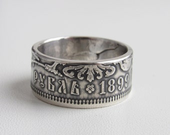 Russian Empire Coin Ring - Russian Empire - Russian Coin Ring - Ruble Coin Ring - Old Silver Ring - Rings From Silver Coins