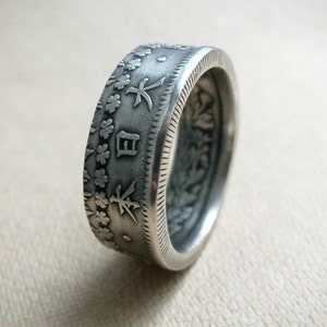 Japan silver coin ring - Japanese coin ring - Ring from Japanese coin - Japanese jewelry - Silver coin ring - Silver rings