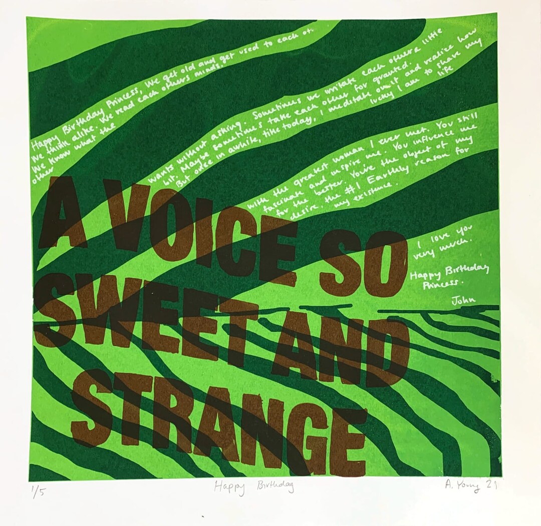 Happy Birthday, Screen Print on Paper, 2021 Etsy