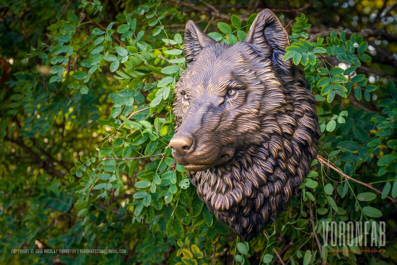 Wolf Head Sculpture Wall Mounted Faux Taxidermy Home Decor | Etsy