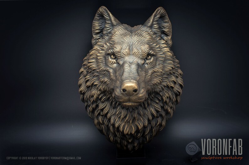 Wolf Head Sculpture Wall Mounted Faux Taxidermy Home Decor Etsy