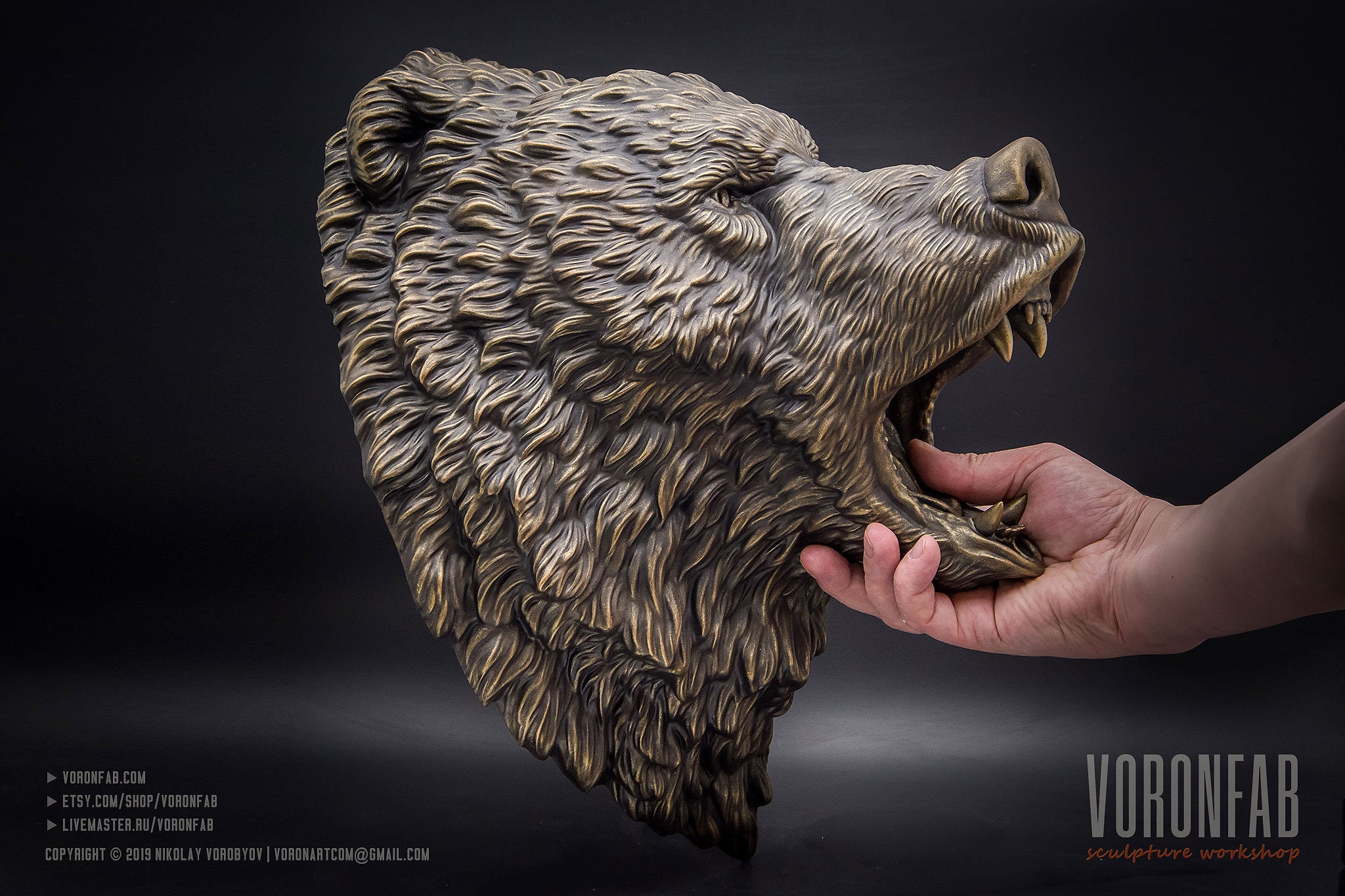 Bear Head Sculpture Roaring Grizzly Faux Taxidermy Etsy