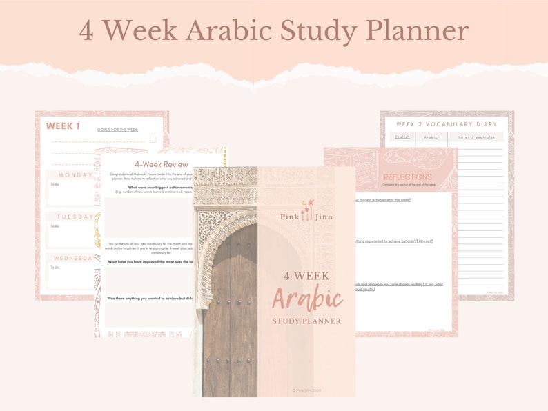 4 Week Arabic Language Study Planner Digital Download Electronic & Printable Goals, Tools, Resources, Schedule اللغة العربية image 1