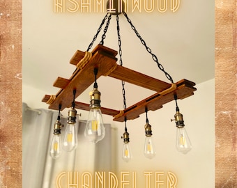 Rustic Light Fixture - Ceiling Pendant Light - Rustic Lighting - Industrial - Wood Chandelier - Farmhouse Light - Kitchen Chandelier - Lamp