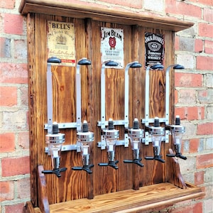 Home Whiskey Bar/Wall Mounted Whiskey Dispenser/Gift for Mens/Drink Party Bar/liqueur  Dispenser/6 bottle Holder/Alcohol Bar/Gift For Him