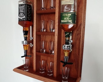 Bar/Alcohol Dispenser/Whiskey Bar/Wall Mount Bottle Holder/Mini Bar/Whisky Holder/Alcohol Storage/2 Bottle Whiskey Dispenser