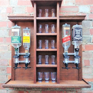 Home Whiskey Bar/Alcohol Dispensers/Gift For Mens/Wall Mounted Whiskey Dispenser/Drink Party Bar Shelves/ 4 bottle Holder/Gift For Him
