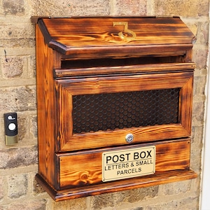 Mailbox Large, Wooden Post Box, Wall Mounted Mailbox, Handmade Letter & Parcel Box