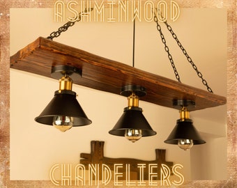 Wood Beam Pendant Light - Chandelier Wooden Chandelier Rustic Lighting Farmhouse Pendant Hanging Lamp Indoor Lighting Ceiling Lights