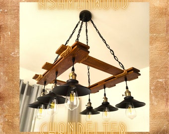 Rustic Light Fixture - Ceiling Pendant Light - Rustic Lighting - Industrial - Wood Chandelier - Farmhouse Light - Kitchen Chandelier - Lamp