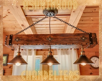 Wood Chandelier 3 Pendant Lights Urban loft Chandelier Modern Restaurant lighting Natural Wood Handmade Design Rustic Edison Lamps