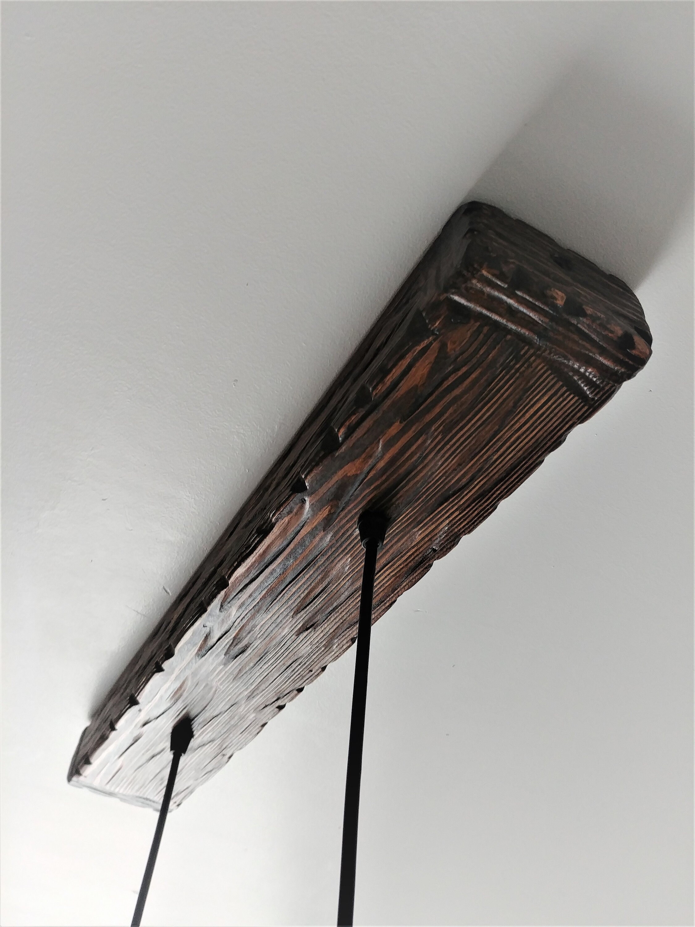 Rustic Farmhouse Pendant Light Adjustable Metal And Wood Blue Gray by ShipItFurniture