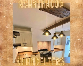 wood chandelier/reclaimed wood chandelier / Edison triple pendant light fixture / rustic ceiling lights/kitchen island lighting/bar lamps