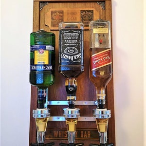 Whiskey&Liquor Dispenser/ wall alcohol dispenser /3 bottles holder/ hardwood dispenser/ for him/ gift for dad/ gift for friends