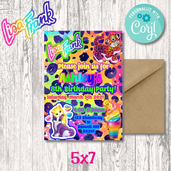 Lisa Frank Inspired Digital Invitation SELF EDITABLE | Etsy