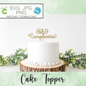 Feliz Cumpleaños Cake Topper, SVG,PNG,JPG, Descarga instantánea,Cricut,Silueta,Cortar archivo