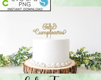 Feliz Cumpleaños taart topper, SVG, PNG, JPG, Instant Download, Cricut, silhouet, gesneden bestand