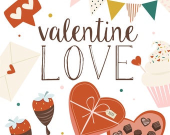 Valentine Clip Art / Valentine's Day / Chocolate Clip Art / Love Images / Flowers / Dessert Images / Digital Download