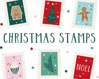 Christmas Stamps / Stamps Clip Art / Holiday Clip Art / Postage Stamps / Stamps Illustration / Christmas / Whimsical