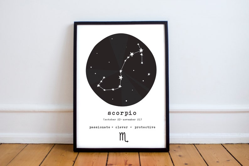 Scorpio Constellation Print / Zodiac Art / Astrology Wall Art Etsy