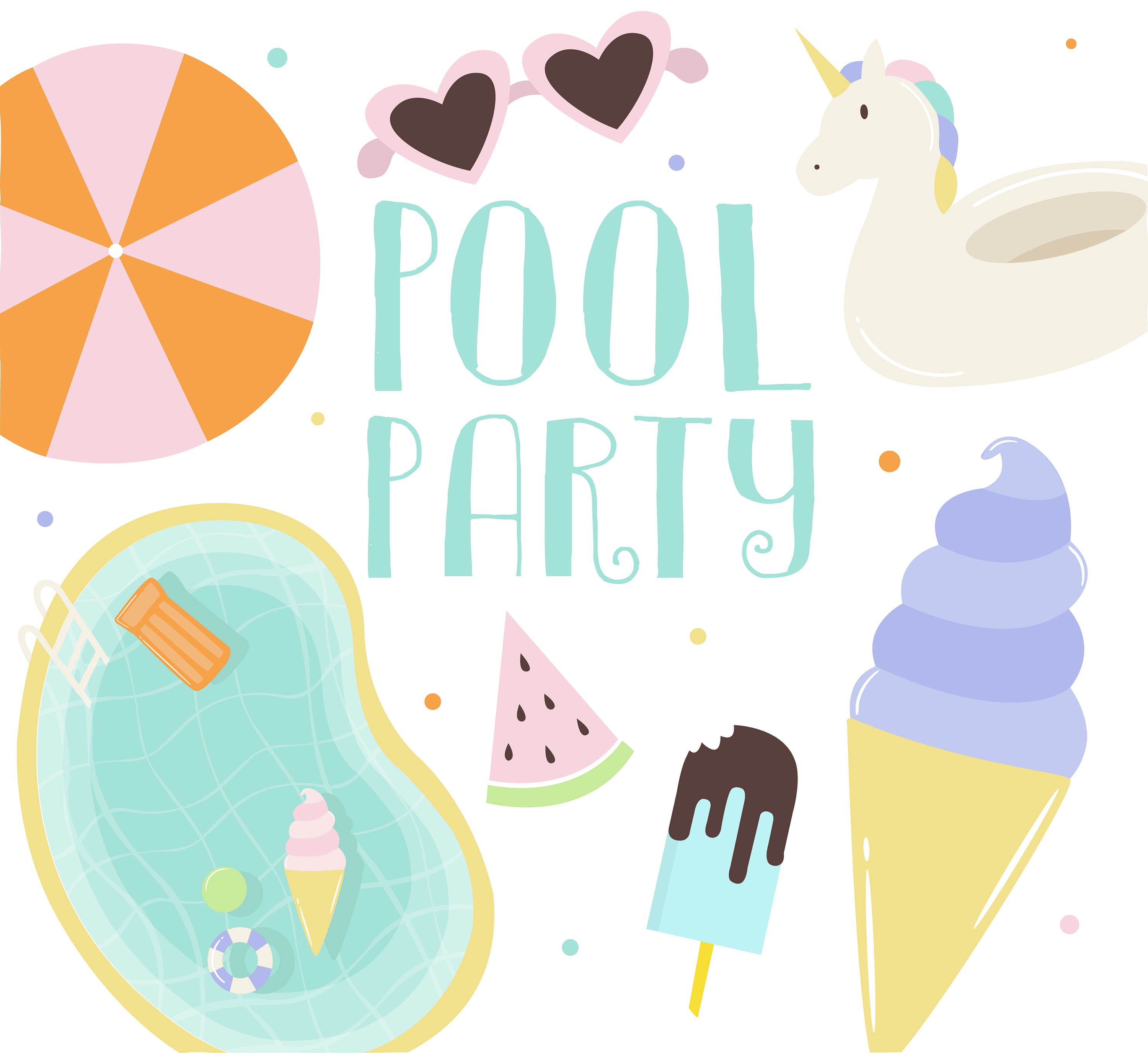 Pool Party Clip Art / Summer Clip Art / Summer Party / Digital | Etsy