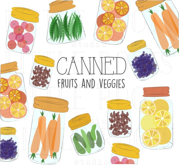 Food Clipart Canned Veggies Mason Jar Graphics Fruit Etsy