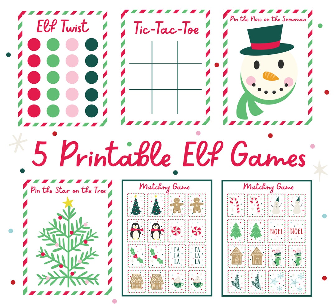5 Printable Elf Games / Digital Download / Christmas Elf Props / Elf ...