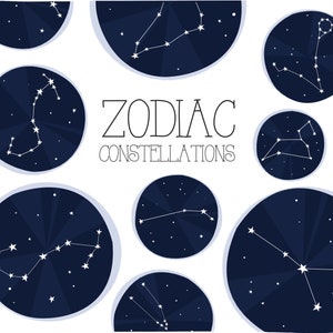 Zodiac Clipart / Zodiac Constellation / Astrologie Kunst / Planner Stickers / Digital Download / Constellations Clipart