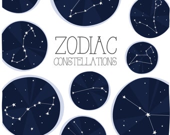 Zodiac Clipart / Zodiac Constellation / Astrology Art / Planner Stickers / Digital Download / Constellations Clipart