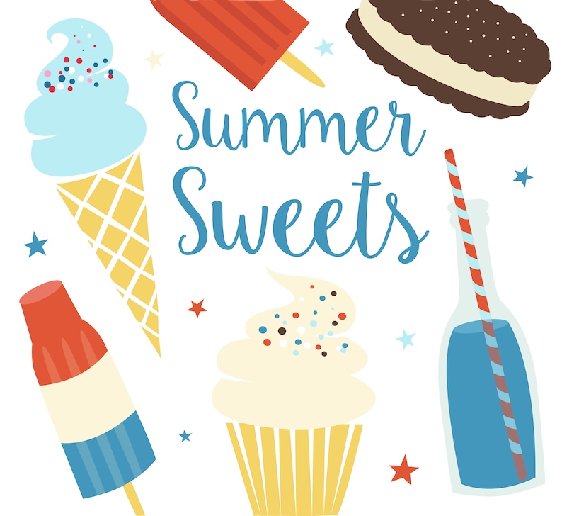 Summer Sweets Clipart 4th of July Clipart Summertime Ice Cream Independence Day Stickers Soda Pop Digital Download