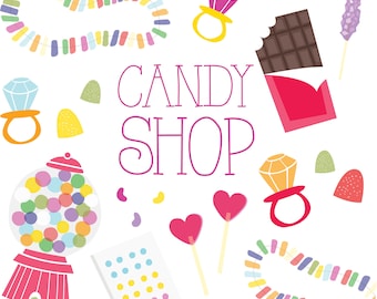 Candy Shop Clipart / Food Clipart / Cute Food Clipart / Chocolate Clipart / Sweets Clipart / Rock Candy