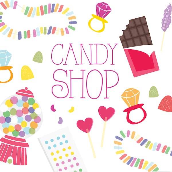 Candy Shop Clipart / Food Clipart / Cute Food Clipart / Chocolate Clipart / Sweets Clipart / Rock Candy