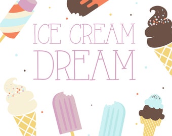 Ice Cream Clip Art / Food Clip Art / Desserts / Sweets Illustrations / Digital Download / Ice Cream Cone / Ice Cream Sandwich
